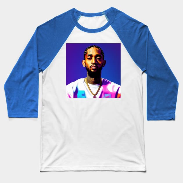 Nipsey Blue Graphic Baseball T-Shirt by musicgeniusart